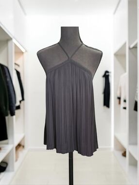 Ann Taylor Accordion Pleated Halter Top – Elegant Flowy Sleeveless Blouse